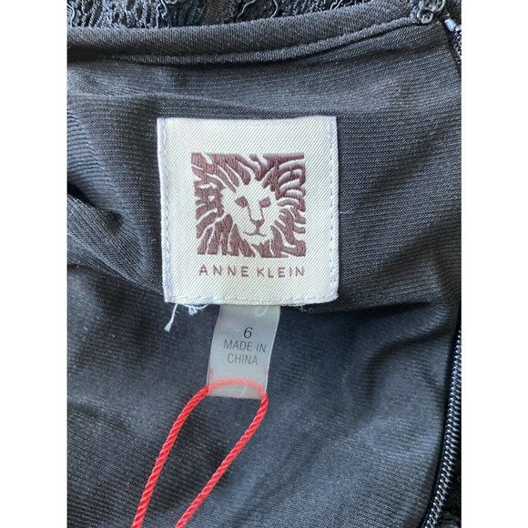 NWT ANN KLEIN Black Lace Long Sleeve Dress Size 6 - Picture 3 of 9